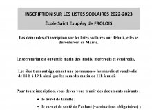 Inscriptions école Saint-Exupéry